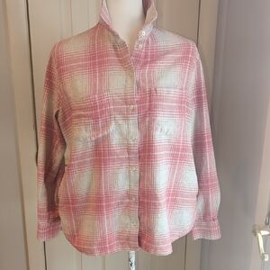 Madewell Pink and White Plaid Shirt
